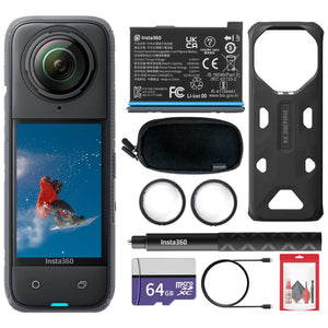 Insta360 X4 - Waterproof 360 Action Camera + Selfie Stick + Guards + 64GB Card + More