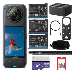 Insta360 X4 - Waterproof 360 Action Camera + 2 Extra Batteries + Charger + More