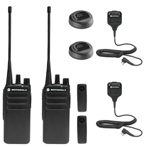 Motorola CP100D Analog UHF Portable Non-Display Two Way Radio, 16 Channel, 2 Pack With Mic Bundle Motorola Solutions
