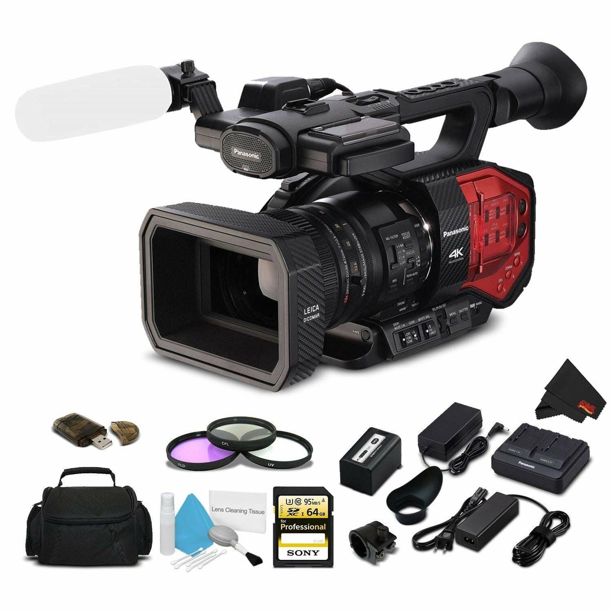 Panasonic AG-DVX200 4K Camcorder + 64GB Memory Card + Case + Filter Kit + More Panasonic
