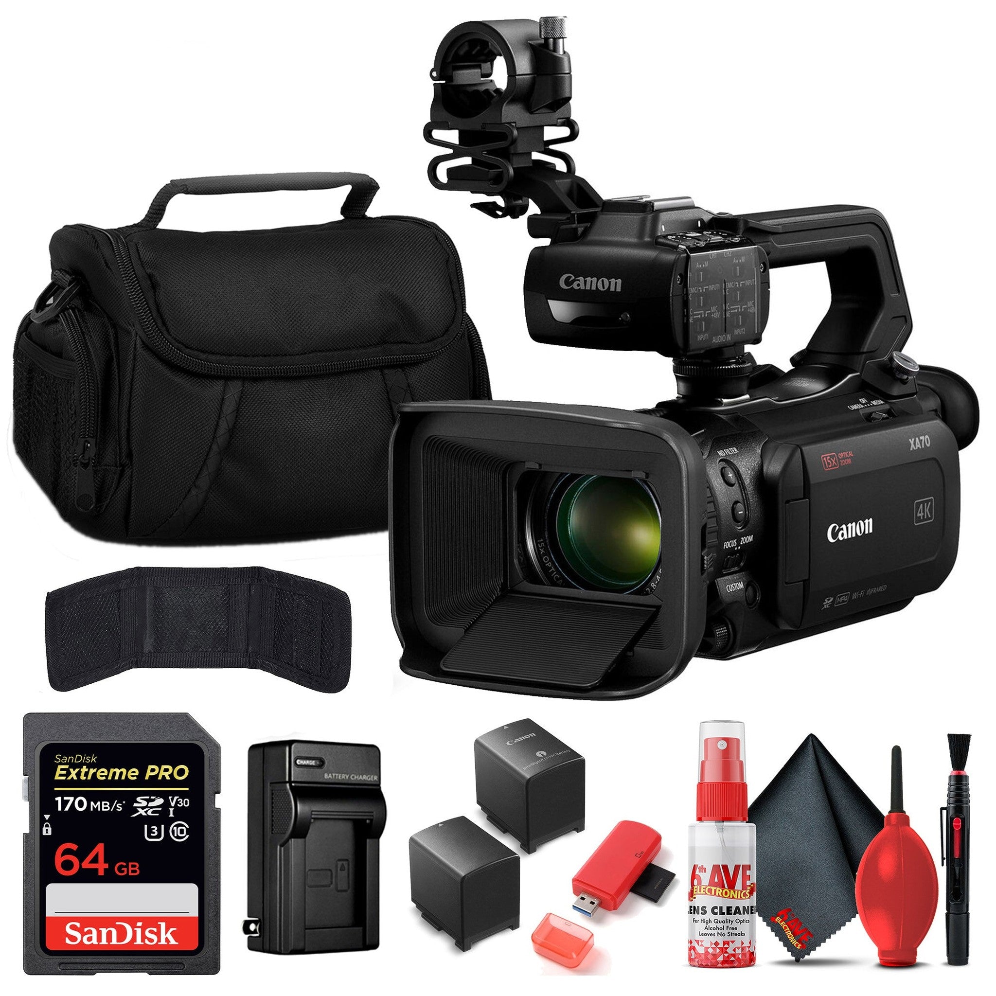 Canon XA70 Camcorder + 64GB Card, Extra Battery/Charger & more accessories - Reconditioned Canon