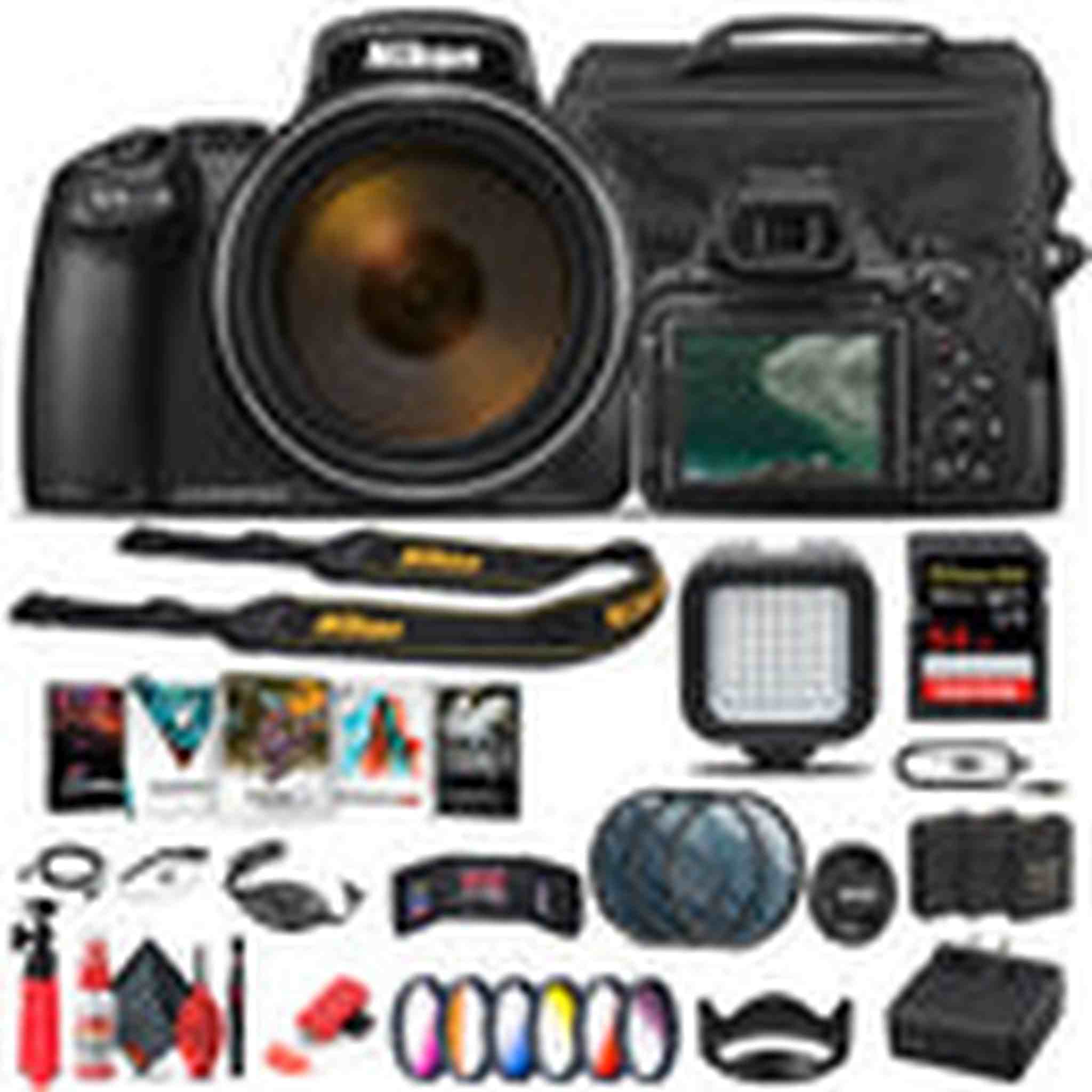 Nikon COOLPIX P1000 Digital Camera 26522 Advanced Bundle W/Bag, Extra Battery, LED Light, Mic, Filters and More - Int Nikon