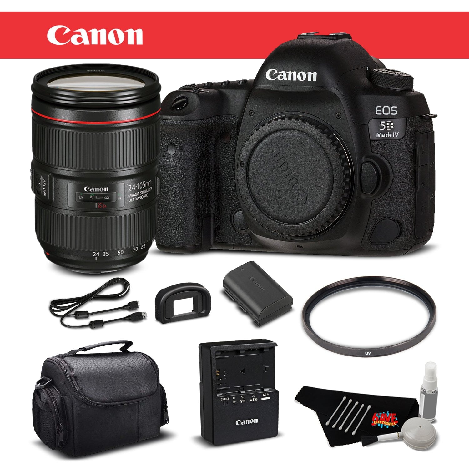 Canon EOS 5D Mark IV Digital SLR Camera with 24-105mm f/4L II Lens Bundle International Version