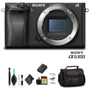 Sony Alpha a6300 Mirrorless Camera Black ILCE6300/B With Soft Bag, 64GB Memory Card, Card Reader , Plus Essential Accessories