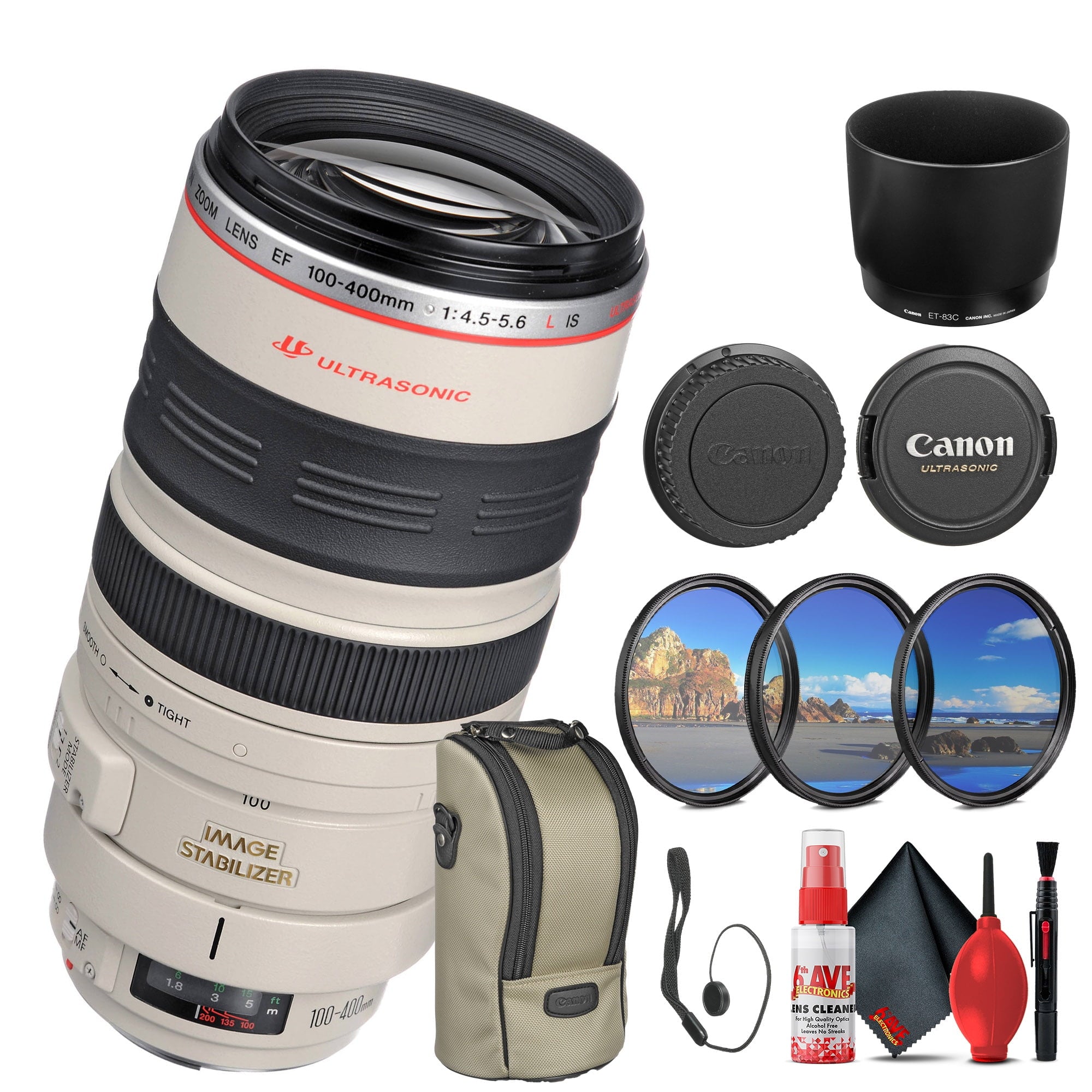 Canon EF 100-400mm f/4.5-5.6L IS USM Lens 2577A002 + Filter Kit - Bundle
