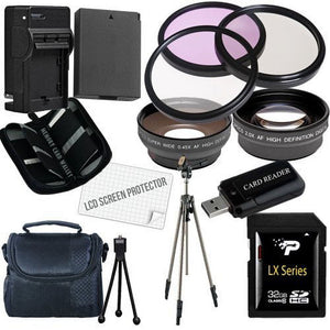 Canon T3 and T5 Accessory Saver Kit 58mm Wide Angle Lens + 58mm 2X Telephoto Lens + 58mm 3 Piece Filter Kit + 32GB SDHC Base Bundle
