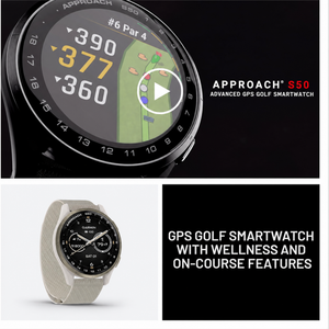 Garmin Approach® S50, Advanced Golf GPS Smartwatch, AMOLED Display, On-Course Features, Wrist-Based Heart Rate, Slate Aluminum Bezel with Black ComfortFit Nylon Band