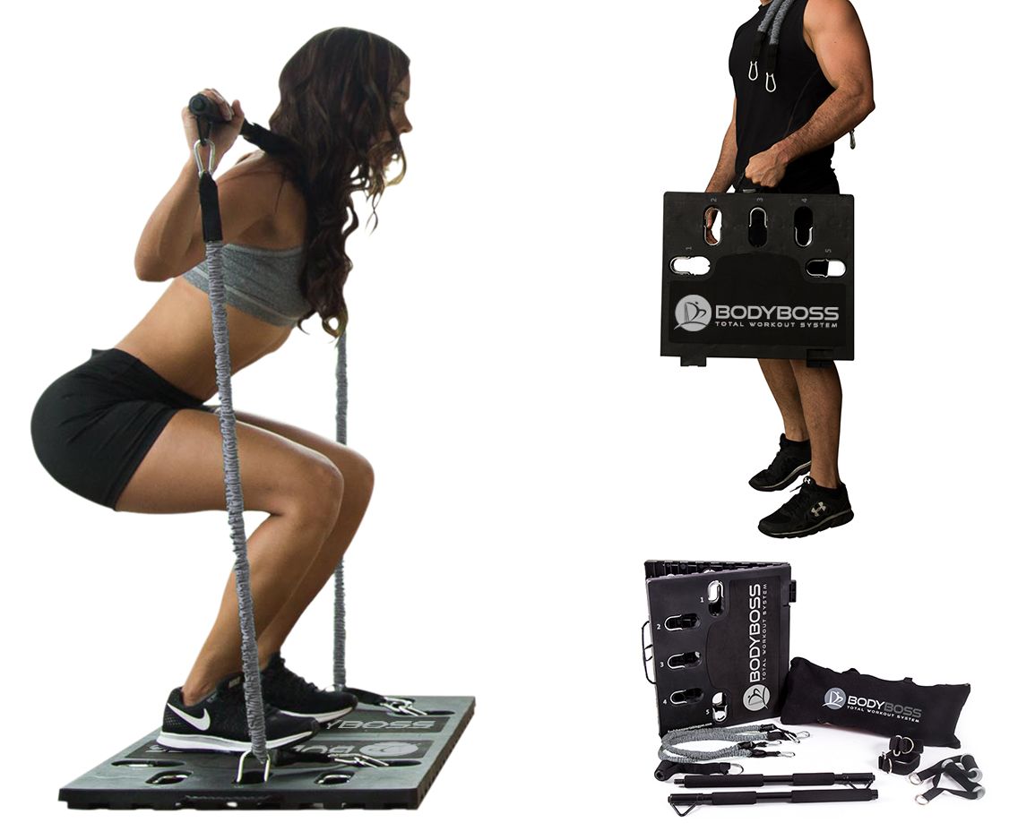BodyBoss Home Gym 2.0 - Full Portable Gym Home Workout Package - PKG4-Gray