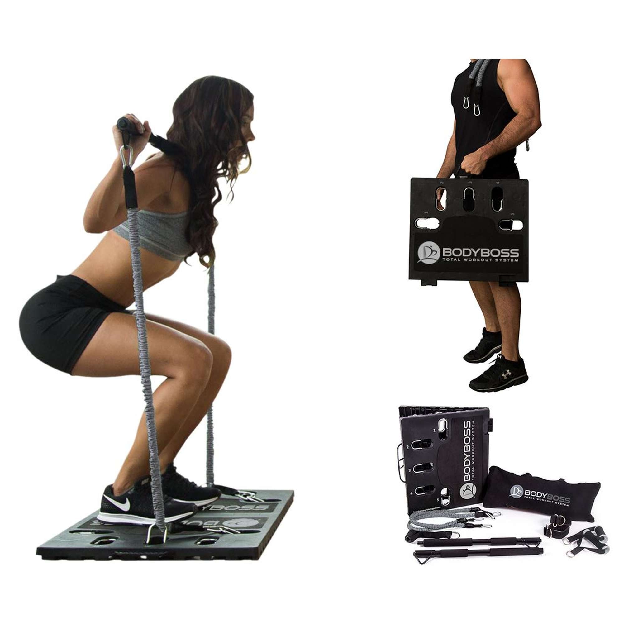 BodyBoss Home Gym 2.0 - Full Portable Gym Home Workout Package, Gray