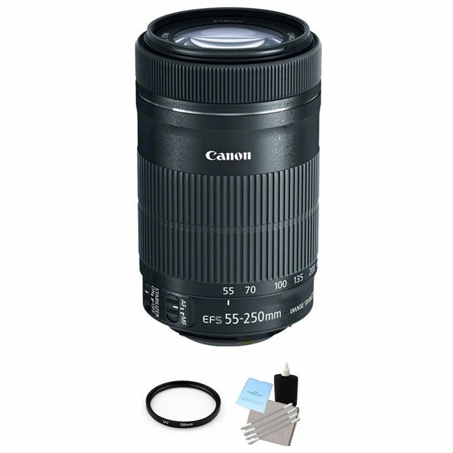 Canon EF-S 55-250mm f/4-5.6 IS STM Lens + UV Filter & Cleaning Kit Bundle