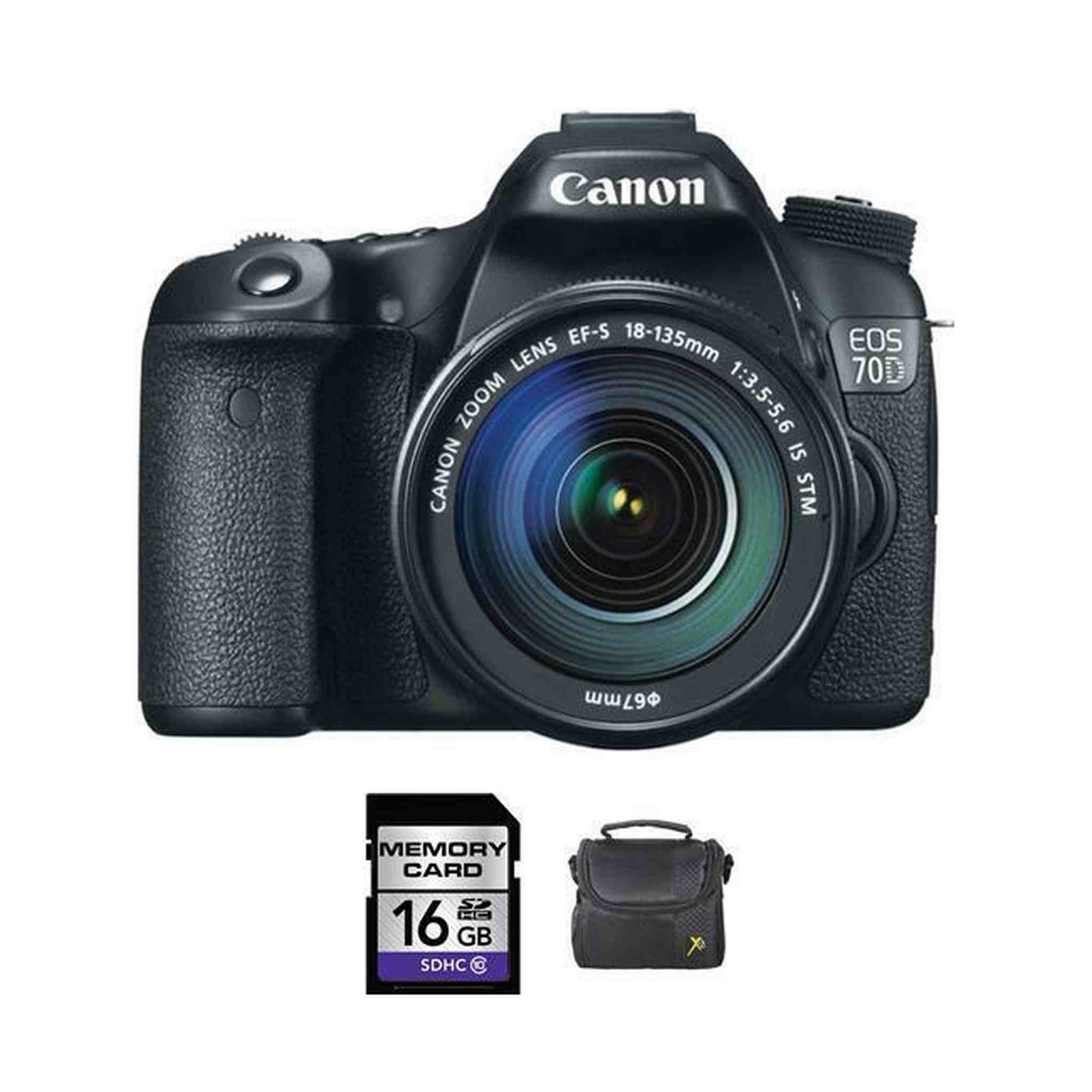 Canon EOS 70D DSLR Camera w/18-135mm Lens + 16GB & Case Canon