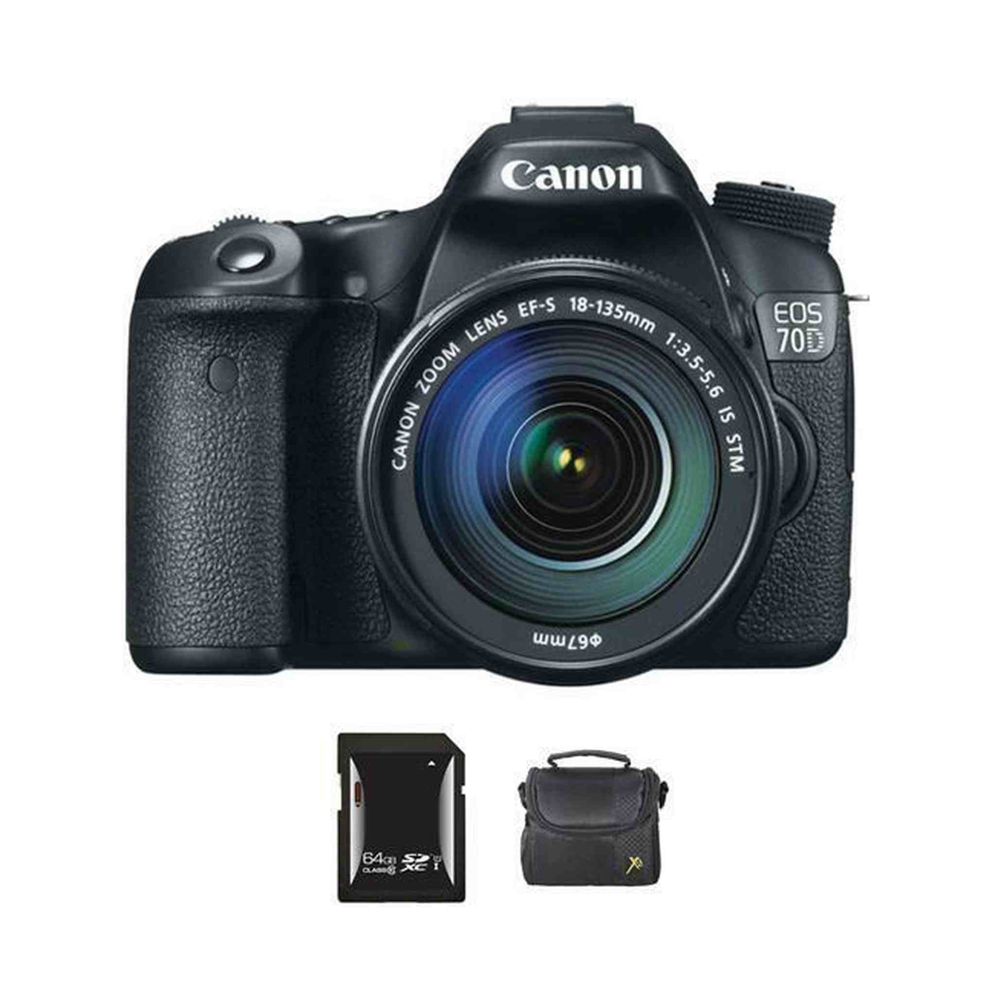 Canon EOS 70D DSLR Camera w/18-135mm Lens + 64GB & Case Canon