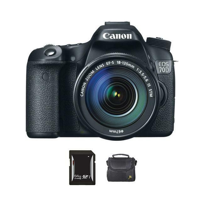 Canon EOS 70D DSLR Camera w/18-135mm Lens + 64GB & Case