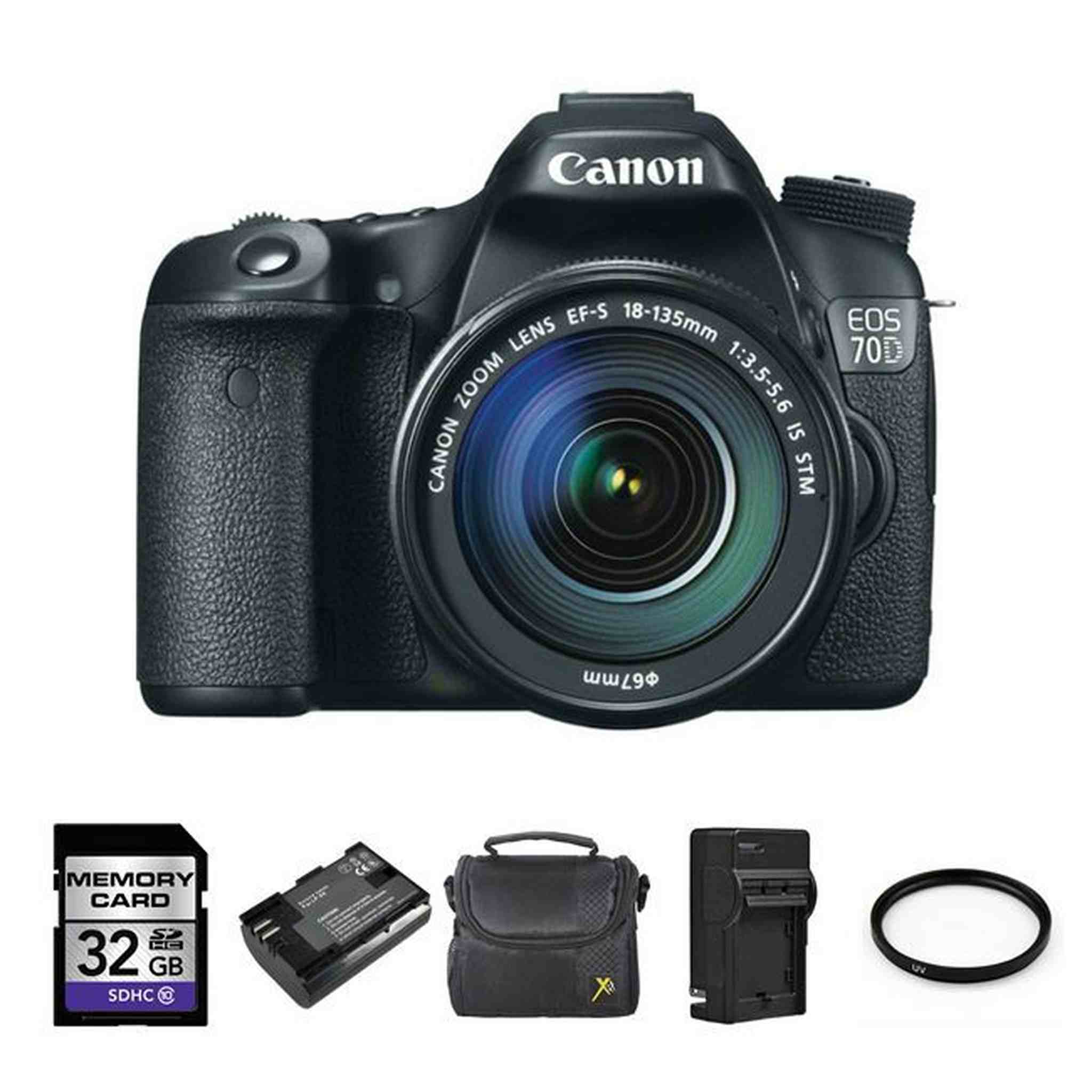 Canon EOS 70D DSLR Camera with 18-135mm Lens + 2 Batteries, 32GB & More! Canon
