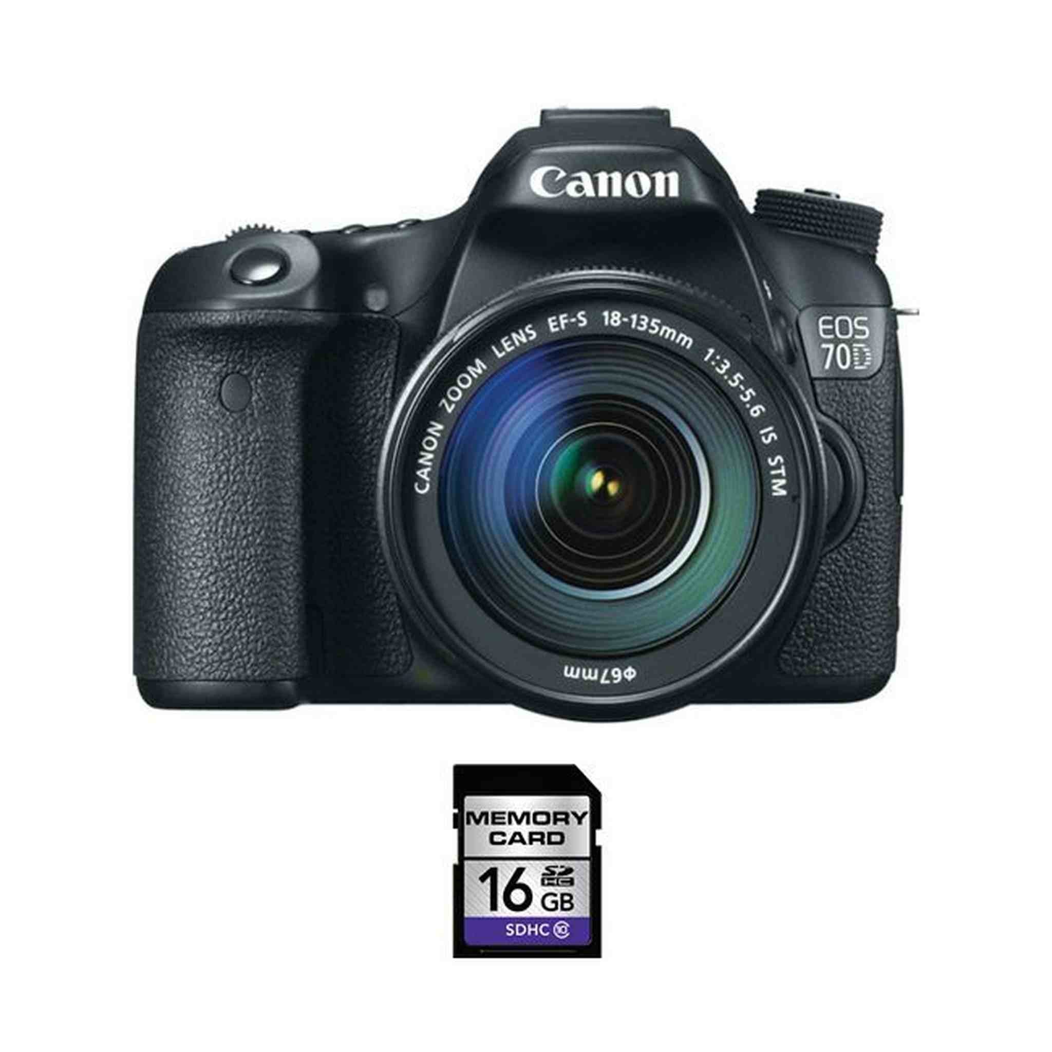 Canon EOS 70D DSLR Camera w/18-135mm Lens & 16GB SDHC Card Canon