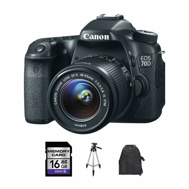 Canon EOS 70D DSLR Camera w/18-55mm Lens 16GB Kit