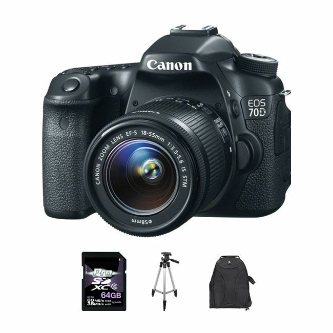 Canon EOS 70D DSLR Camera w/18-55mm Lens 64GB Kit