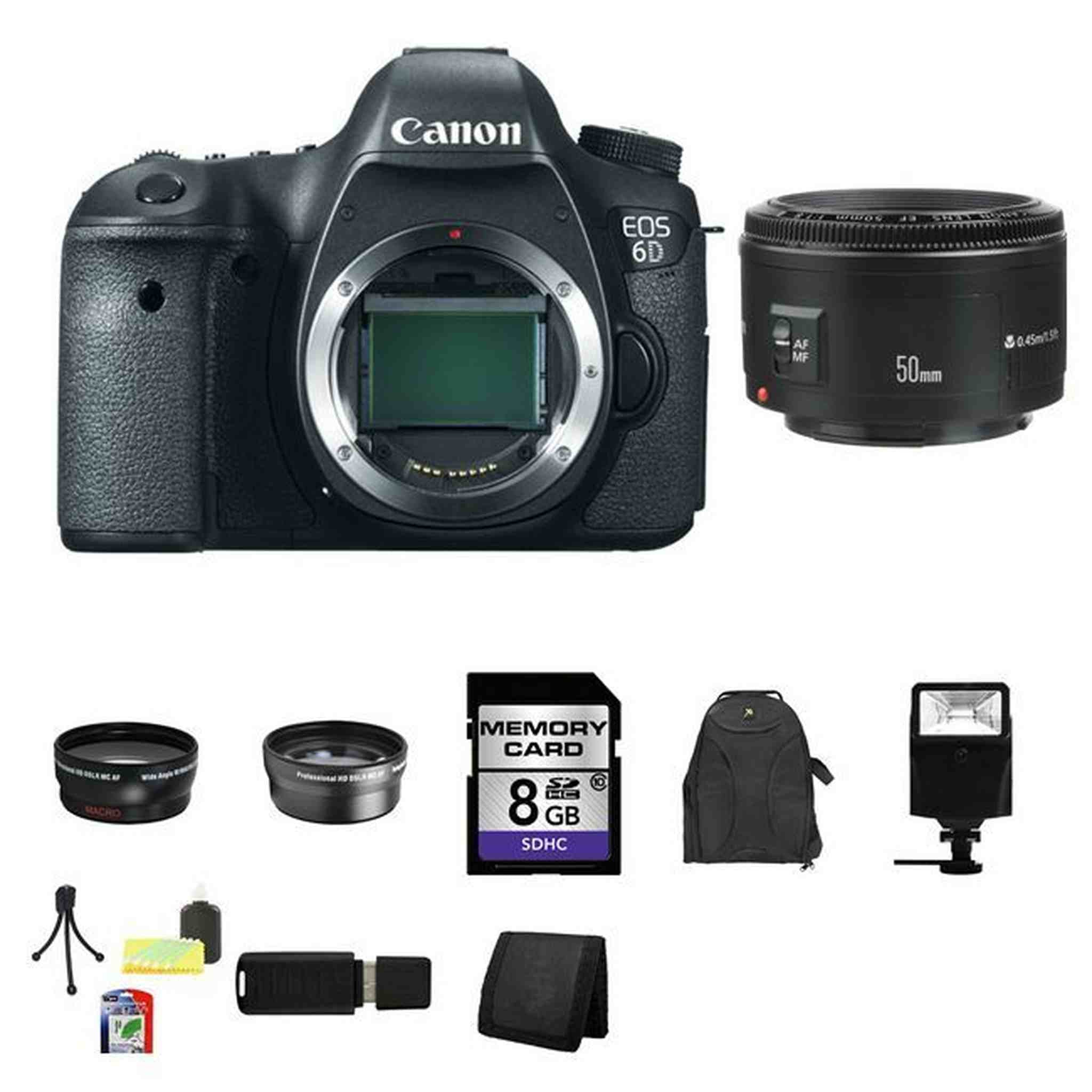 Canon EOS 6D Digital SLR Camera w/50mm Lens 8GB Package Canon