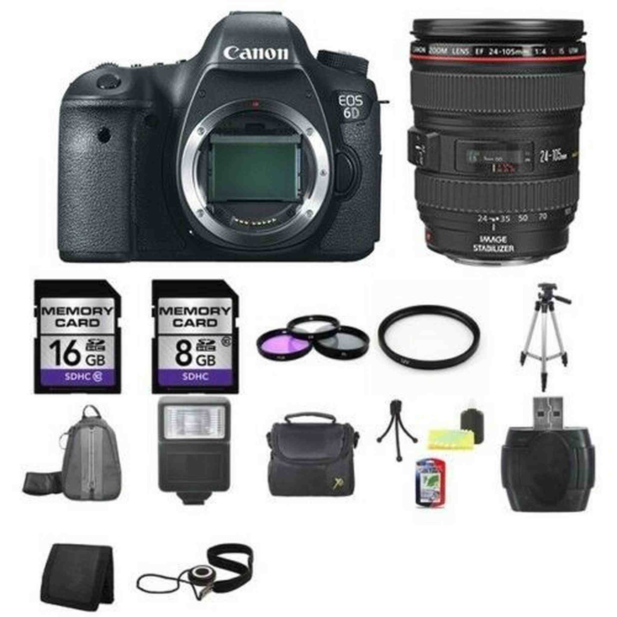 Canon EOS 6D DSLR Camera w/24-105mm 24GB Full Kit Canon