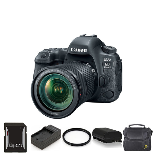 Canon EOS 6D Mark II DSLR Camera with 24-105mm + 2 Batteries, 64GB & More