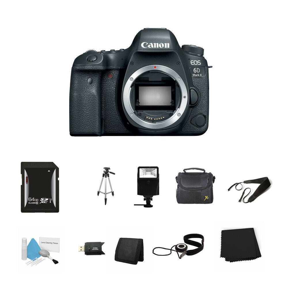 Canon EOS 6D Mark II DSLR Camera (Body Only) 64GB Bundle