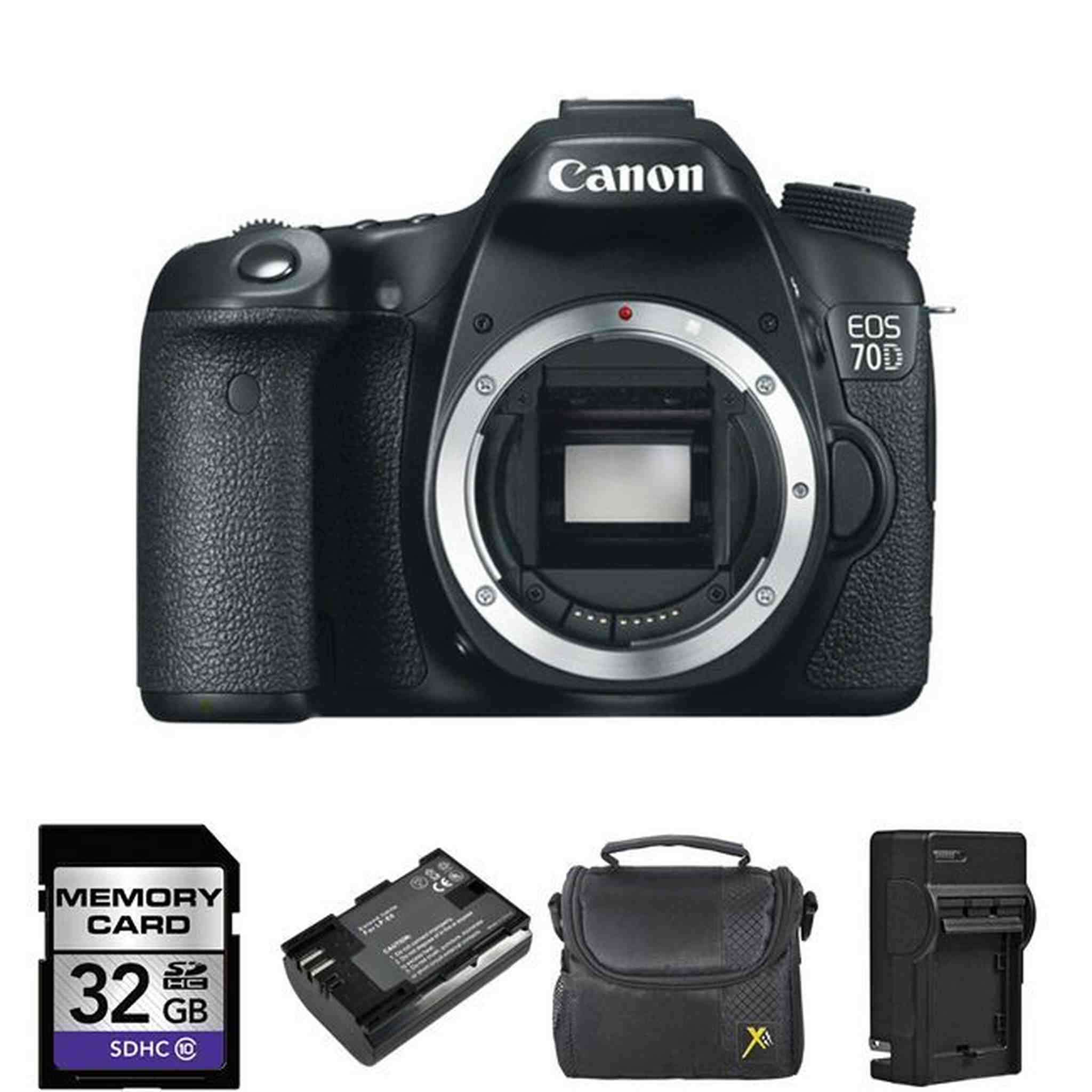 Canon EOS 70D 20.2 MP Digital Camera Body Only + 2 Batteries, 32GB & More!