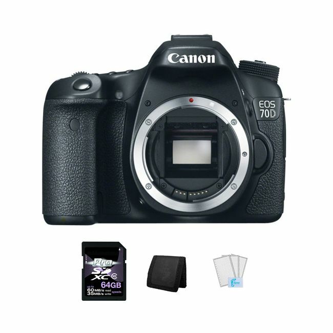 Canon EOS 70D DSLR Camera + 64GB, Memory Card Wallet & Screen Protectors