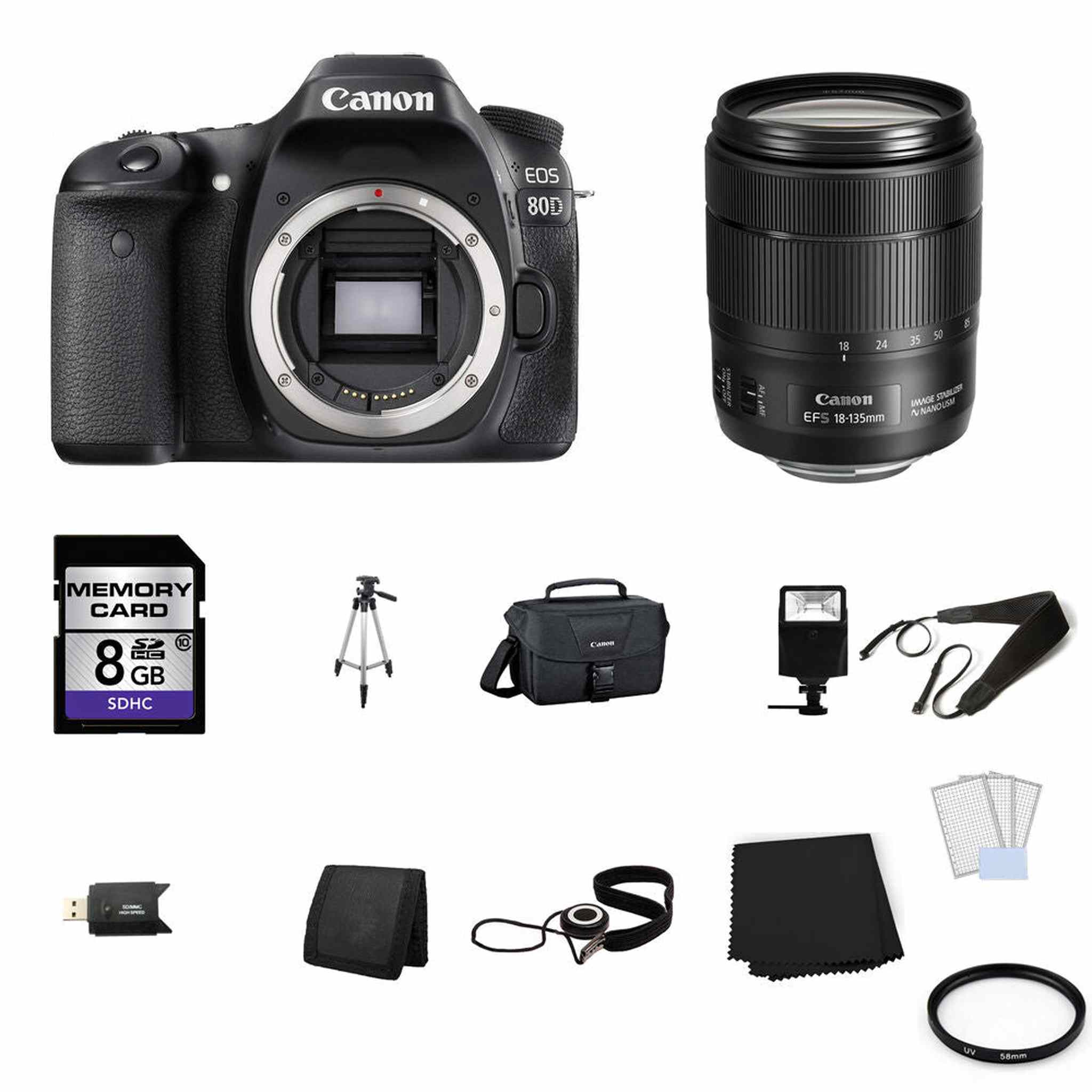 Canon EOS 80D Digital SLR Camera with 18-135mm Lens 8GB Full Kit Canon