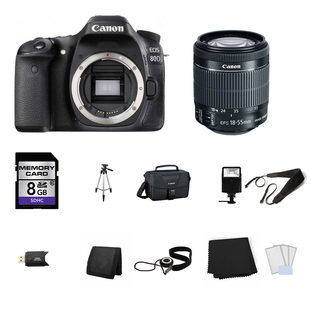 Canon EOS 80D Digital SLR Camera with 18-55mm Lens 8GB Full Kit