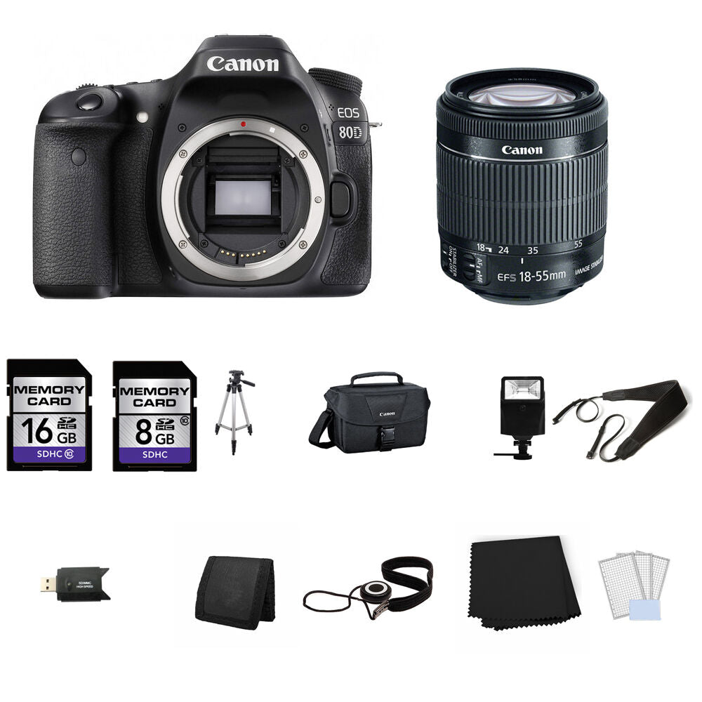 Canon EOS 80D Digital SLR Camera with 18-55mm Lens 24GB Full Kit