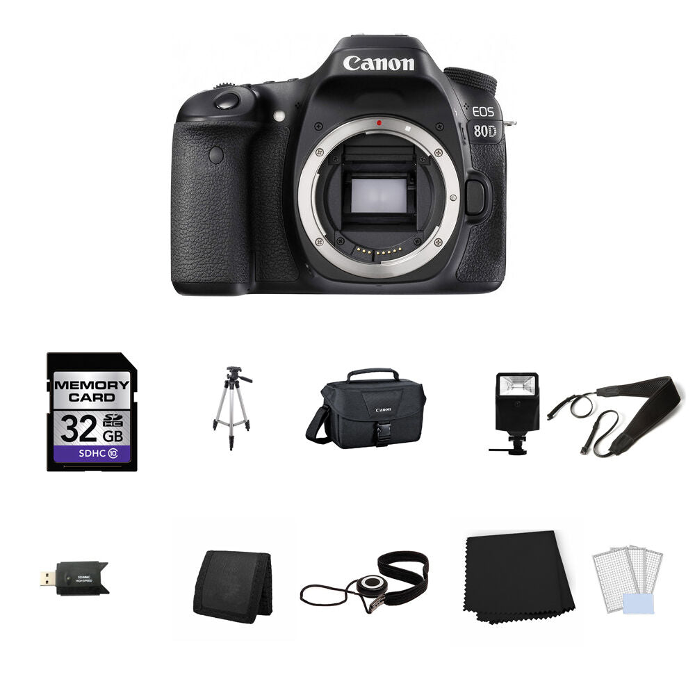 Canon EOS 80D DSLR Camera (Body Only) 32GB Full Kit Bundle
