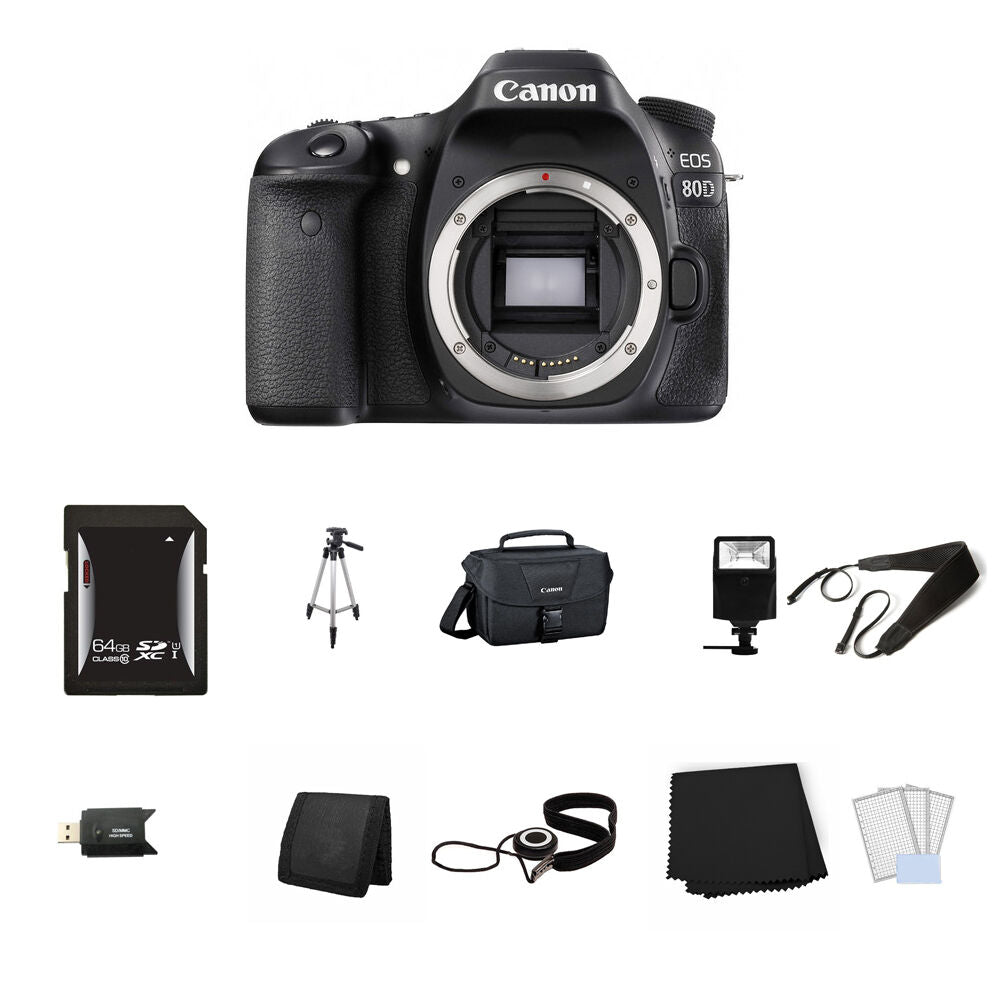 Canon EOS 80D DSLR Camera (Body Only) 64GB Full Kit Bundle