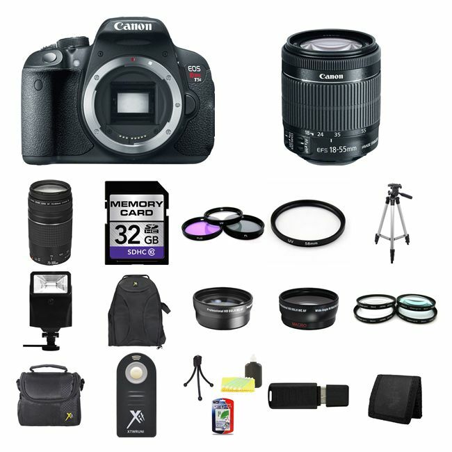 Canon EOS Rebel T5i/700D DSLR Camera w/18-55mm & 75-300mm 32GB Total Kit