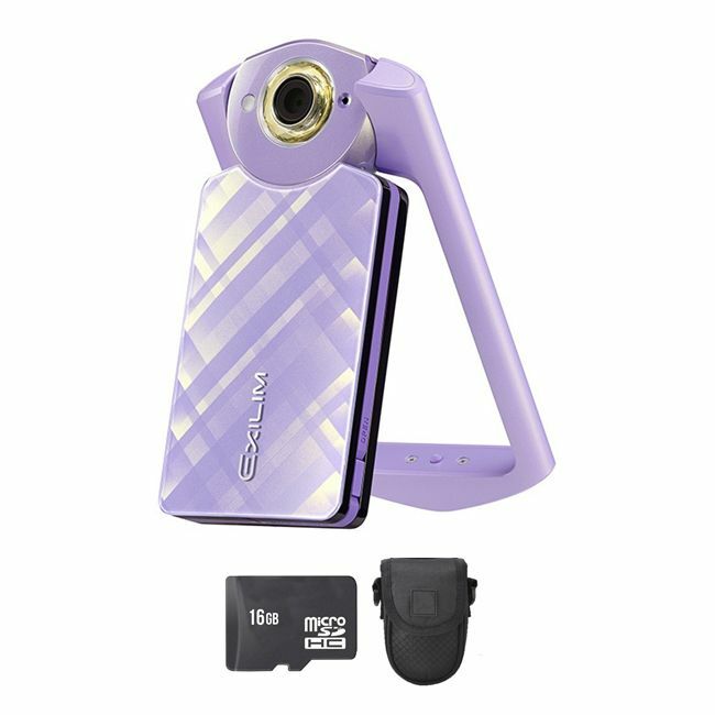 Casio Exilim EX-TR60 Selfie Digital Camera - Light Violet + 16GB & Case Bundle