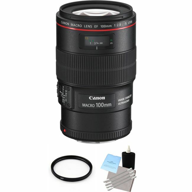 Canon EF 100 mm F/2.8 L IS USM Lens + UV Filter & Cleaning Kit Base Bundle