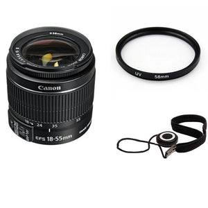 Canon EF-S 18-55mm f/3.5-5.6 IS II Lens w/58mm UV Filter & Lens Cap Keeper Bundle