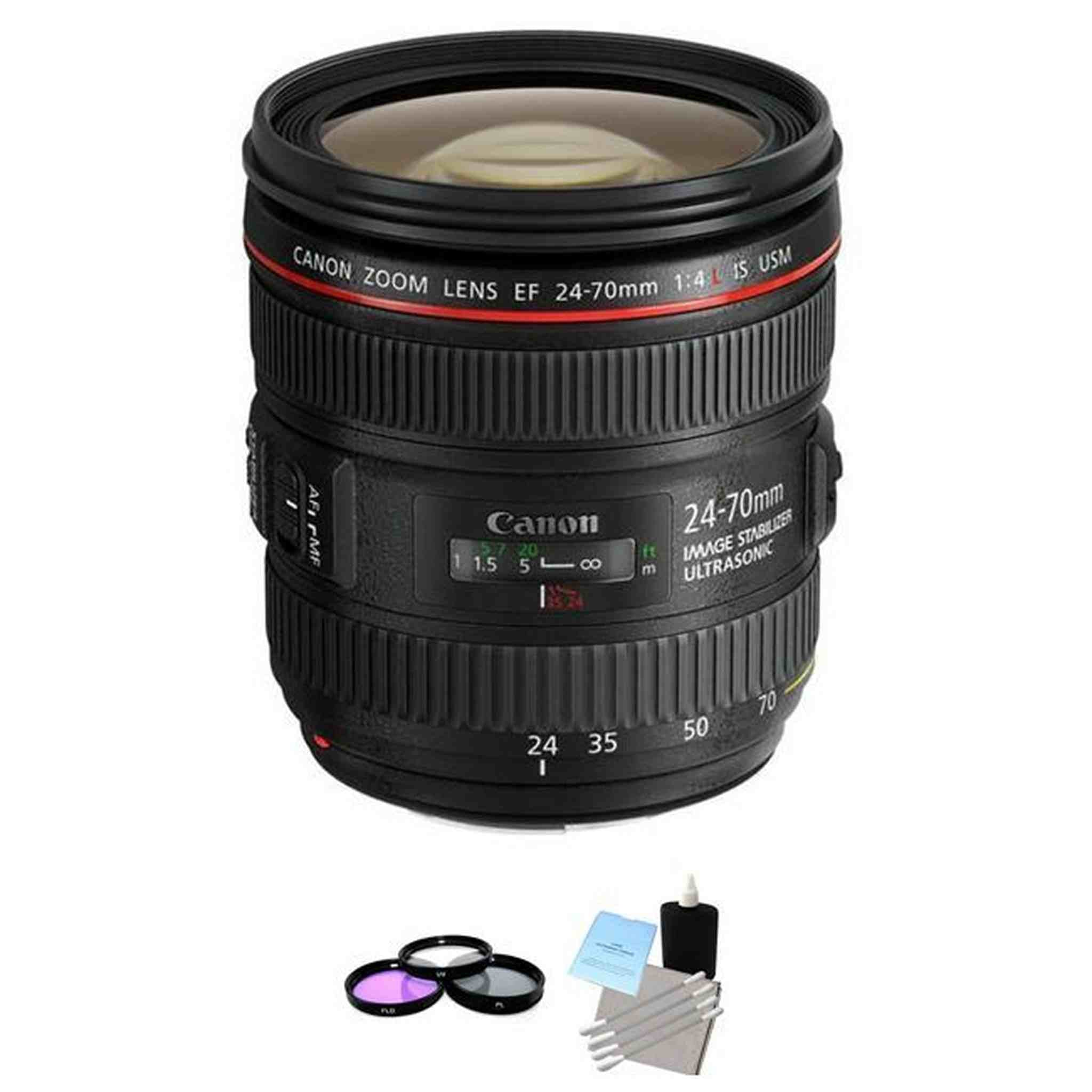 Canon EF 24-70mm f/4.0L IS USM Standard Zoom Lens + UV Kit & Cleaning Bundle Canon