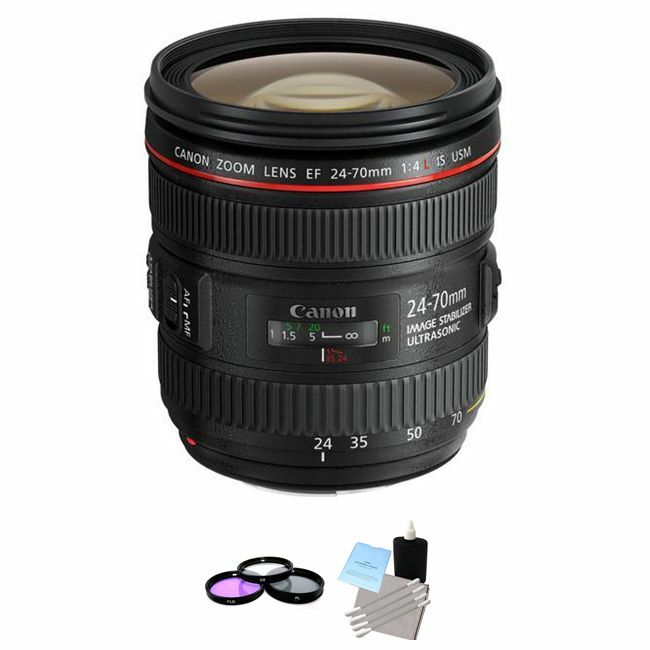 Canon EF 24-70mm f/4.0L IS USM Standard Zoom Lens + UV Kit & Cleaning Bundle