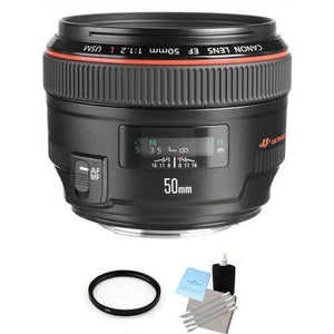 Canon EF 50 mm F/1.2 L USM Lens + UV Filter & Lens Cleaning Kit