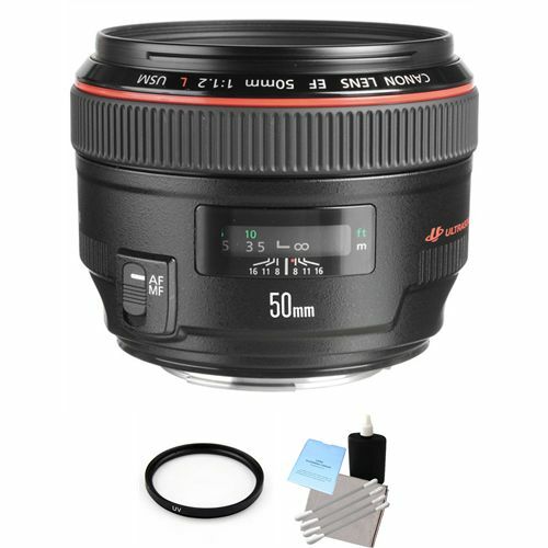 Canon EF 50 mm F/1.2 L USM Lens + UV Filter & Lens Cleaning Kit