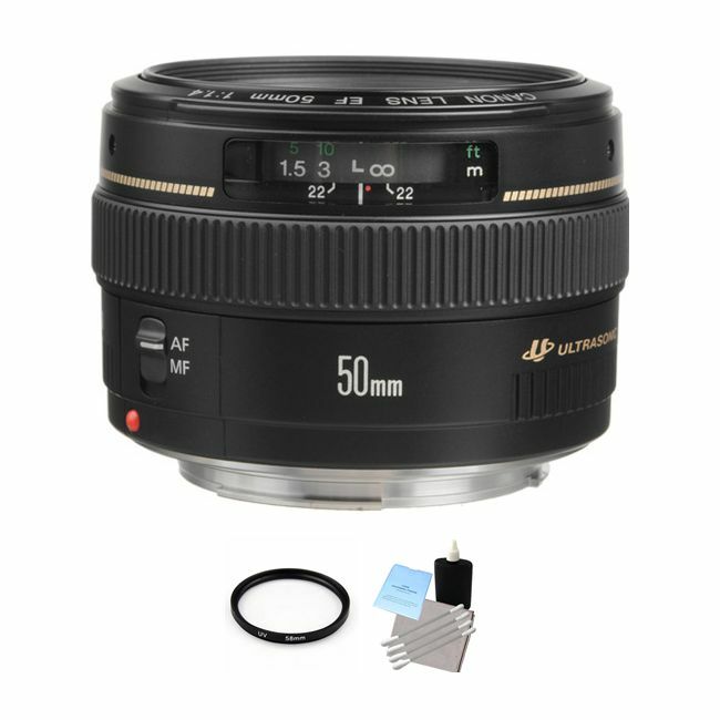 Canon EF 50mm f/1.4 USM Autofocus Lens + UV Filter & Cleaning Kit Bundle