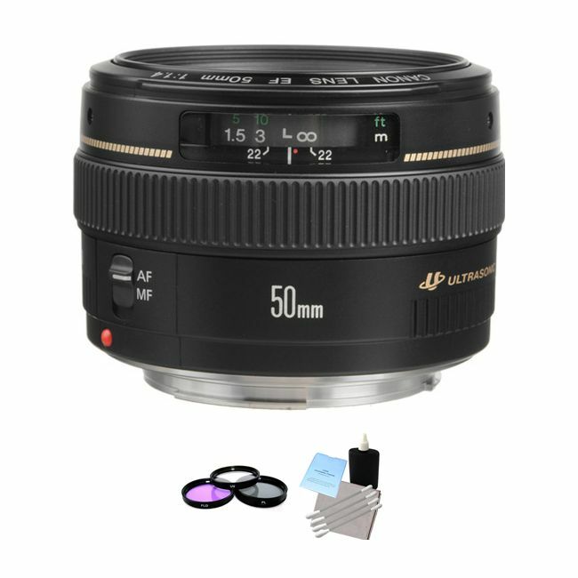 Canon EF 50mm f/1.4 USM Autofocus Lens + UV Kit & Cleaning Kit Bundle