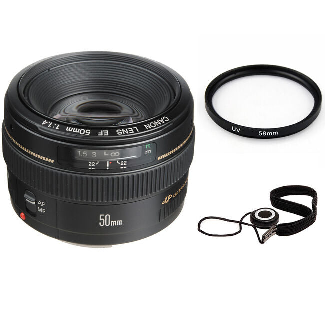Canon EF 50mm f/1.4 USM Autofocus Lens Bundle
