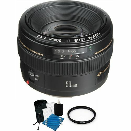 Canon EF 50mm f/1.4 USM Autofocus Lens + UV Cleaning Kit Bundle