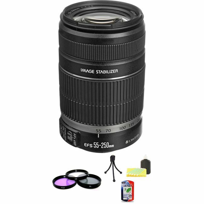 Canon EF-S 55-250mm f/4-5.6 IS II Lens + UV Kit + Lens Cleaning Kit