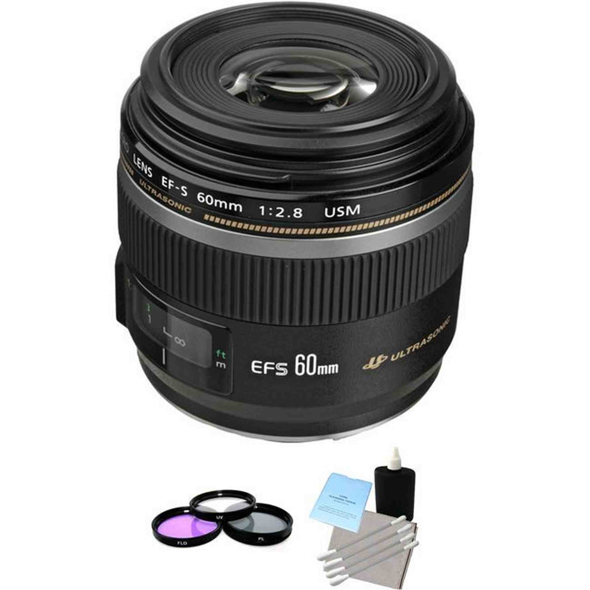 Canon EF-S 60 mm F/2.8 USM Lens + UV Kit & Cleaning Kit