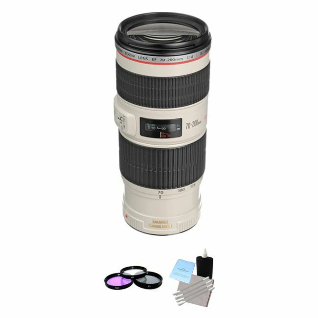 Canon EF 70-200mm F/4.0 IS USM L Lens + UV Kit & Cleaning Kit Bundle