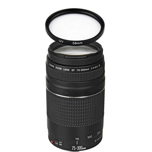 Canon EF 75-300mm f/4.0-5.6 III Autofocus Lens w/58mm UV Filter Bundle