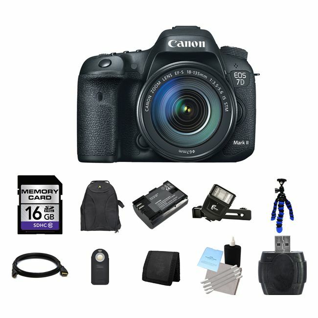 Canon EOS 7D Mark II 20.2MP Digital SLR Camera w/18-135mm Lens 16GB Card Bundle