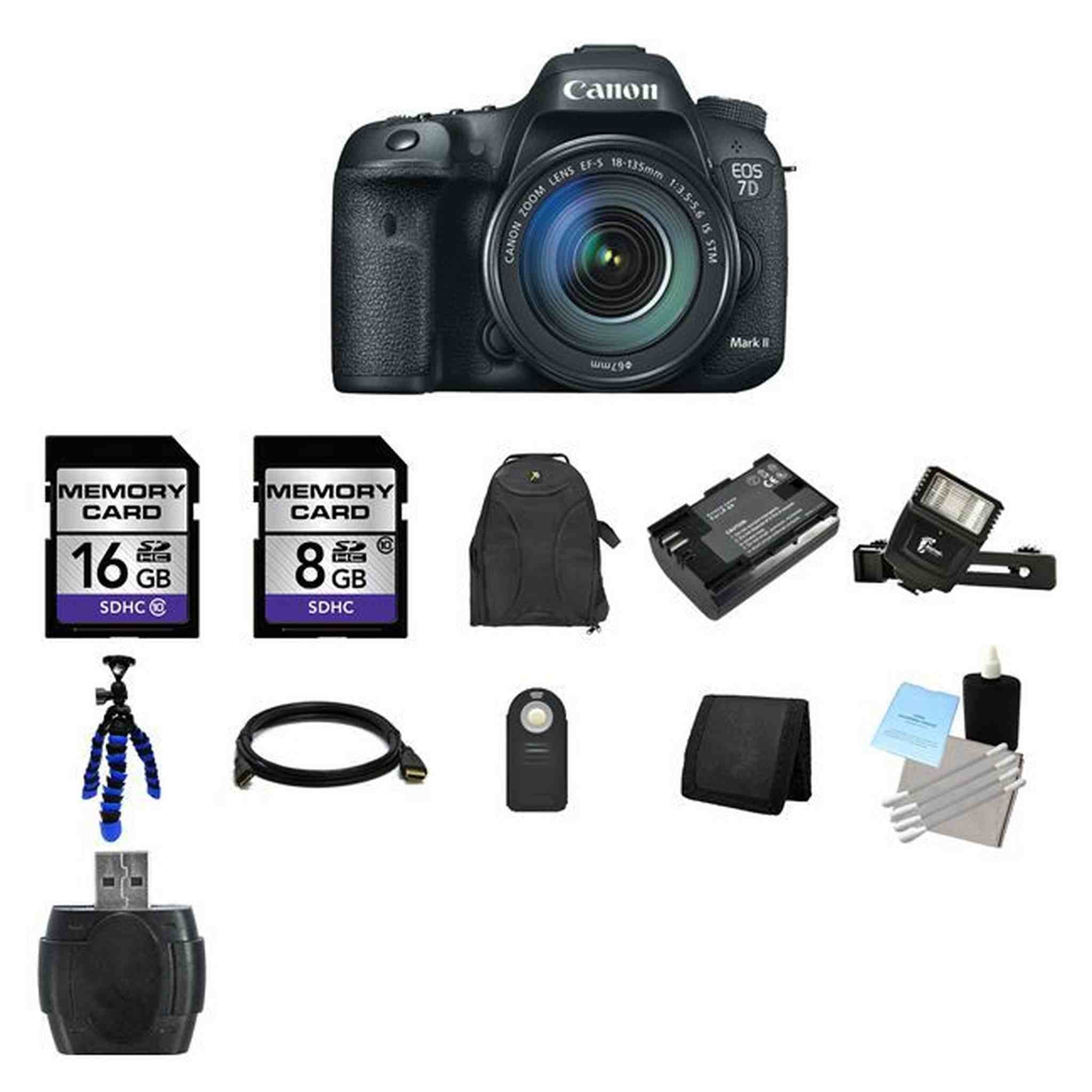 Canon EOS 7D Mark II DSLR Camera w/18-135mm Lens 24GB Full Kit Canon